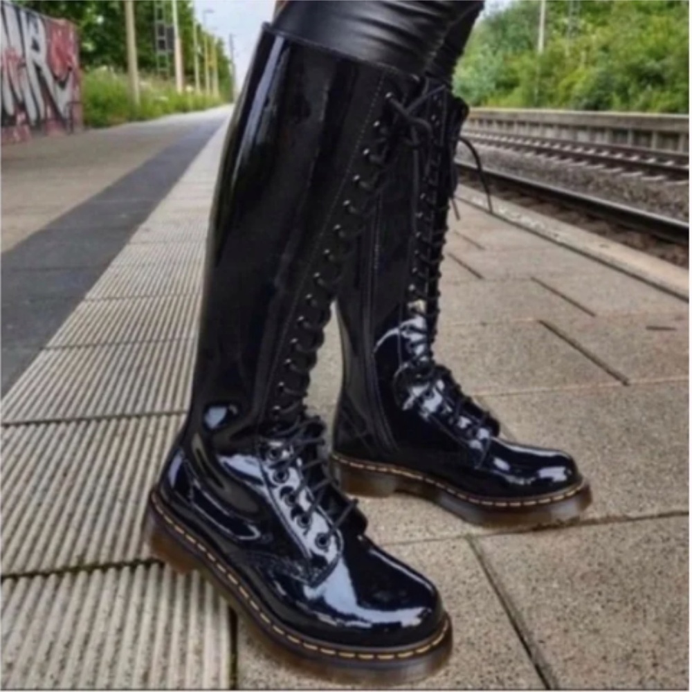 Dr. Martens 12270 Vintage Patent Leather 20 Eye Knee High Boots
